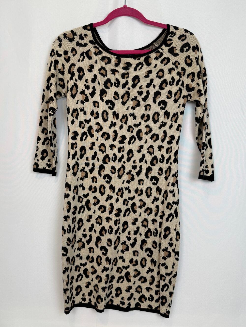 Velvet Graham Spencer Leopard Print Sweater Dress Size Small Cashmere Blend